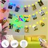 kolpop Luci Per Foto,Kolpop 5M 50LED Lucine Led Decorative Per Camere Filo Per Foto Con Mollette Luci Led Foto Clip Filo Appendi Foto 30 Clip Luci Interno Per Matrimonio Compleanno Bianca Caldo + Multicolore