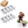 silikomart | GEL01M Set Stampo in Silicone per Gelati MINI CLASSIC, Antiaderente, 4 cavità, Confezione da 2 Stampi per Dolci + 50 Stecchi in Legno, Easy Ice Cream, 73 x 38 h 18 mm, Made in Italy