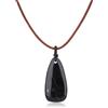 COAI Collana di Tormalina Nera da Uomo e da Donna, Collana Unisex con Ciondolo di Tormalina Nera Naturale e Cordino di Vera Pelle Italiana