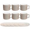 KORAT - Set 6 Tazzine con Manico da tè Cappuccino in Ceramica con 6 Piattini Eleganti 210 ML Lavabili in Lavastoviglie Disponibile 4 Colori Eleganza e Stile per la Tua Pausa Caffè (6, Crema)