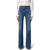 ELISABETTA FRANCHI JEANS A ZAMPA CON BOTTONIERA - PJ83D51E2 - denim