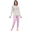 Pyrex Pigiama Donna Cotone Leggero 100% - Completo di Maglia con Bottoni e Comodo Pantalone S-XL (IT, Testo, S, Regular, Regular, Modello 5)
