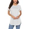 Teesho Maglietta a maniche lunghe da donna, elegante, in cotone, casual, a maniche lunghe, Manica corta bianca, S