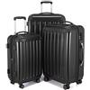 HAUPTSTADTKOFFER - ALEX - Set di 3 valigie, valigie rigide, trolley, bagaglio da viaggio opaco, set da viaggio, 4 ruote doppie (S, M e L), Nero