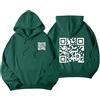 Hualabo Felpa Con Cappuccio Divertente Con Codice QR FU, Scansionabile, Unisex, Camicia Umoristica Con Messaggio Nascosto, Verde, M