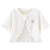 Yimutian Bambina Bolero Coprispalle Maniche Corte Cardigan in Cotone Maglione Giacca per Cerimonia Nuziale Festa Bianco 120