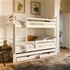 Kids Collective Letto a soppalco 90x200 con letto estraibile Letto a castello Lettino con 2 cassetti Struttura a doghe Protezione anticaduta Trasformabile in 3 letti singoli legno massiccio bianco | da 4 a 18 anni