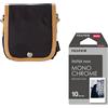 Fujifilm Custodia Borsa con Cinturino per Instax Mini 8 Nero + 10x Pellicole Monochrome Bianco/Nero