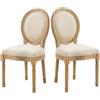 HOMCOM Set 2 Sedie Imbottite Vintage da Soggiorno Rétro in Legno Tessuto Bianco