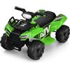 GYMAX Mini Quad Elettrico per Bambini 6V, con Musica, Clacson, USB e Fari a LED, Quad Elettrico per Bambini con Poggiapiedi e 4 Ruote per 18-36 Mesi, 44 × 66 × 42 cm, 2 km/h (Verde)