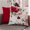 PETTI Artigiani Italiani - Coppia di Federe Cuscino 60x60 cm in Microfibra, Cuscini Arredo Camera da Letto, Divano, Salotto, Set 2 Fodere Copricuscino, Federa Floreale Bordeaux, 100% Made in Italy