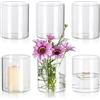 Glasseam Set di 6 vasi cilindrici per centrotavola, in vetro trasparente per fiori, piccoli vasi galleggianti moderni, portacandele decorativi per la casa, decorazioni per la tavola di nozze, 10,2 cm