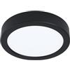 EGLO Plafoniera LED Idun, plafoniera rotonda, plafoniera in metallo nero e plastica bianca, plafoniera per ufficio e cucina, bianco neutro, Ø 17 cm