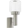 Eglo Lampada da Parete per Esterni Poliento, 1 Luce, Attacco E27. IP44. in Acciaio Inox, Plastica e Vetro, Argento, Bianco