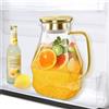 ecooe Caraffa in Vetro 1.8L Caraffa Vetro per Porta del Frigorifero, Caraffa Vetro con Acciaio Inossidabile Coperchio, Trasparente Brocca Acqua Vetro per il tè Freddo, Latte, Succo, Acqua Calda Fredda