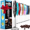PowerLix Frullino Montalatte Elettrico per Cappuccino - Schiumatore Latte con Supporto in Acciaio Inossidabile, 15-20s, Potente 19000 giri/min, Frullino Manuale per Latte, Cappuccino, Caffè