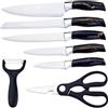 PionStar Set di Coltelli da Cucina in Acciaio Inossidabile - 7 Pezzi Professionale con Coltello Chef, Coltello Pane, Coltello per Carne, Coltello Multiuso, Coltello per Frutta, Forbici + Pelapatate