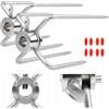 CPROSP 2PCS Forchetta di Carne per Girarrosto con Diametro 12mm con Vite di Bloccaggio con Coperchio di Protezione Rosso