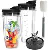 Ecopandy Tazze Frullatore con Lama Estraente 7 Pale per Nutri-2 Contenitori da 24oz (710ml) con Coperchi a Ribalta Portatili+Spazzola Pulizia Compatibile con BL480/BL490/BL640/BL682/NN102/BL2012/CT641