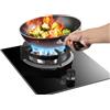 KKJPL Fornello A Gas Da 33 Cm, Bruciatore Singolo, 7,0 KW, 9 Cavità, Fuoco Alto, Piano Cottura In Vetro Temperato Nero Con Protezione Anti-spegnimento For Cucina Domestica, Campeggio, All'aperto(LPG)
