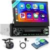 Rimoody 2G+64G Wireless Carplay Android Autoradio 1 Din con Android Auto Navi GPS WiFi Schermo Estensibile 7 Pollici Autoradio con Mirror Link Bluetooth FM/RDS/EQ/DAB/SWC/DVR/MIC Video Telecamera Posteriore