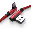 Techgear - Cavo USB C 90 gradi, colore: Rosso