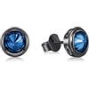Immobird 8mm Orecchini Uomo e Donna Argento 925 Neri con Pietra Natale | Ipoallergenico, Comodo da Indossare, Brillante, Semplice e Versatile, per l'uso Quotidiano, Regalo Uomo e Donna Compleanno