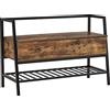 HOMCOM Mobile Scarpiera in Stile Industriale con Vano, Panca Scarpiera Vintage Salvaspazio in Legno e Metallo, Marrone Rustico, 90x37x60cm