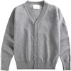 Boodtag Cardigan lavorato a maglia in cotone con scollo a V per uniforme scolastica maglione a maniche lunghe per ragazze maglioni con bottoni, Grigio chiaro, 6-7 Years