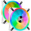 Corsair QL140 RGB Ventola con 68 LED RGB Regolabili, Fino a 1.250 Giri/Min, Silenziosa, Smorzatori in Antivibrazione, iCUE QL 140 mm, Confezione Doppia con Lighting Node CORE, Bianco/RGB