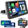Hexinex 10.1 pollici Universale Autoradio 1 din Android 13 (2+64GB) Car Radio con CarPlay/Android Auto GPS Bluetooth WIFI FM RDS (Schermo ruotabile)