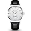 Sea Gull SEA-GULL 2022 Orologio Automatico da Uomo con Piccola Lancetta dei Secondi, Cinturino in Pelle 6075, Quadrante Bianco/Lunetta Argento