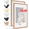 HIMEETIME® 2x Cornice 30x40 cm in legno di quercia, per foto da 21x30 cm con tappetino o da 30x40 cm senza tappetino.