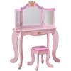 KidKraft Toeletta Principessa con Specchio e Sgabello in Legno per Bambini, Tavolo Toilette da Trucco con Cassetto, Postazione Trucco, Mobili per Cameretta per Bambini, 76123
