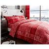 GC GAVENO CAVAILIA Set copripiumino a quadretti, per letto matrimoniale, super morbido, reversibile, a scacchi, colore: rosso (200 x 200cm)