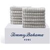 Tommy Bahama - Set di asciugamani da bagno, in cotone altamente assorbente, a bassa formazione di pelucchi e resistente allo sbiadimento (grigio Pacifico settentrionale, 12 pezzi)