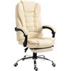 DecHome Sedia Ergonomica Ufficio Sedia da Scrivania Poltrona Direzionale con Rotelle e Braccioli Reclinabile, Girevole e Regolabile in Altezza con Poggiapiedi in Ecopelle colore Bianco - DH92199
