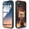 WBWONE Cover per Xiaomi Mi 11 Lite 5G / 4G / 11 Lite 5G NE, Slim Modello di Gatto Carino Custodia, Bordo in TPU Bumper in Silicone Protettiva Case - Gatto arancione