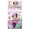 hermet Set Lenzuolo Copriletto Singolo Minnie 100% Cotone, Completo Letto Copriletto, Lenzuolo da Sopra con Ribaltina + Lenzuolo da Sotto con Angoli + Federa