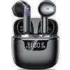 kauguo Cuffie Bluetooth, Auricolari Bluetooth 5.4 con 4 Mic ENC Cuffie Wireless Mini Cancellazione Rumore LED Sport 42 Ore Display IPX6 Impermeabile HiFi Stereo USB-C Cuffiette Senza Fili Touch Control,Nero