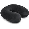 Amazon Basics Cuscino per il collo, in memory foam, 1 unità, Semicircolare, Nero