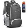 ZOMAKE Zaino Pieghevole Leggero Zaini Ripiegabile Piccolo 30L,Packable Backpack Da Trekking Per Donna Uomo Viaggio Campeggio Città Sportivo(Grigio Scuro)