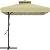 VivaGarden Ombrellone da Giardino 2.5x2.5 mt Decentrato con Base a Croce e Apertura a Manovella in Metallo e Poliestere colore Beige - R4870BG