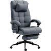 Easycomfort Sedia da Ufficio Ergonomica Reclinabile, Sedia Direzionale con Schiena Alta, Poltrona Ufficio con Poggiatesta e Poggiapiedi Estraibile, 66x76x112-120cm, Grigio