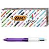 BIC 4-Color Grip Ballpoint Pen, Blue Barrel, Medium Point (1.0mm), Assorted Inks, 3-Count