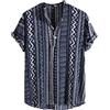 MAIISO Camicia Vintage da Uomo Camicie a Maniche Corte in Stile Etnico Africano Moda Traditional Modello Stampato T Shirt Top Camicetta da Spiaggia Casual con Bottone Regolare Estivo