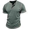 MakingDa Henley Shirt Uomo Manica Corta Vintage Bottoncini Palestra Muscle Slim Fit T Shirt Estiva Tinta Unita Golf Traspirante Soffice Classico Lavoro Sportiva Collo Grandadshirts Verde XL