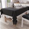 PETTI Artigiani Italiani - Tovaglia, Tovaglia da Tavola, Tovaglia Cucina Rettangolare con Pizzo Sangallo e Fiocchi, Tovaglia Copritavolo Tinta Unita in Cotone, X12 Posti (140x240 cm) Nero