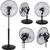 BAKAJI Ventilatore a Piantana 3 in 1, Base Tonda da terra e Pale da 40 cm, Montaggio a Muro, Tavola e Indipendente, Oscillazione Orizzontale e Verticale, 3 Velocità, Altezza Massima 130 cm, 60 Watt