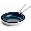 Blue Diamond Triple Steel Set di Padella Antiaderente in Acciaio Inossidabile in Ceramica da 24 cm & 28 cm, Senza PFAS, Multistrato, Induzione, Forno, Lavabile in Lavastoviglie, Argento